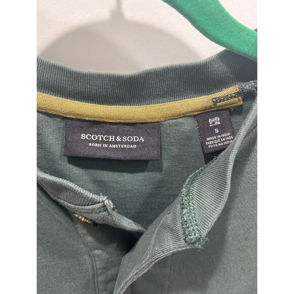 SCOTCH & SODA Grandad Henley Green Long Sleeve T-shirt Sz S - Picture 3 of 7